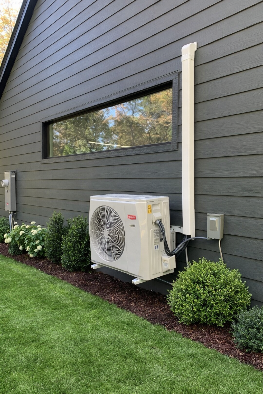 Mini-split outdoor unit installed on a home exterior